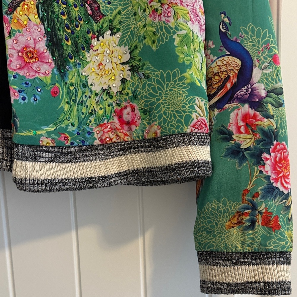 Peacock Print Bomber Jacket - Picture 3 of 3